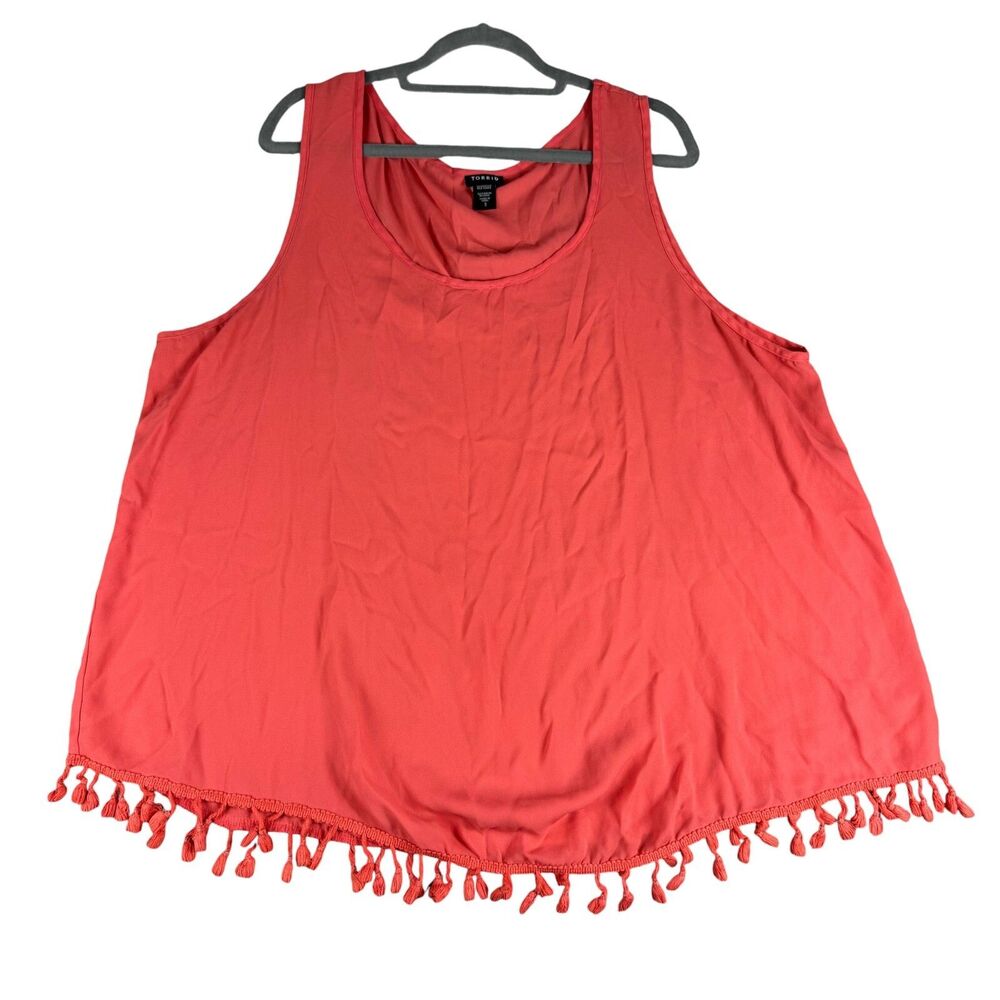 Torrid Tank Top Women's 3 Pink Sleeveless Tassel Trim Cami Boho Shirt Blouse